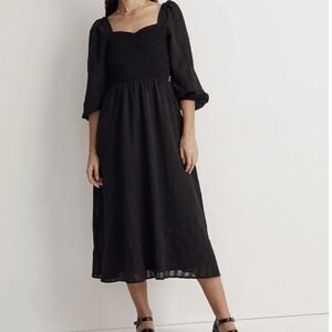 Madewell Black Lucie Sweetheart Midi Dress